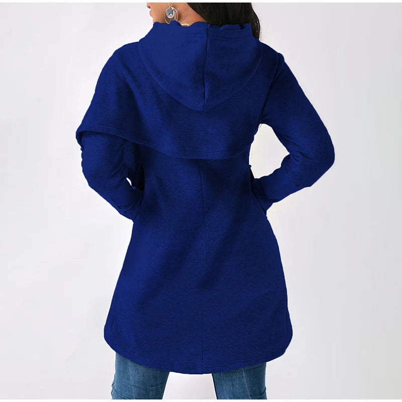 Women's asymmetric zip hoodie sweatshirt by Jelieora Venture featuring a stylish front zipper and comfortable fit.