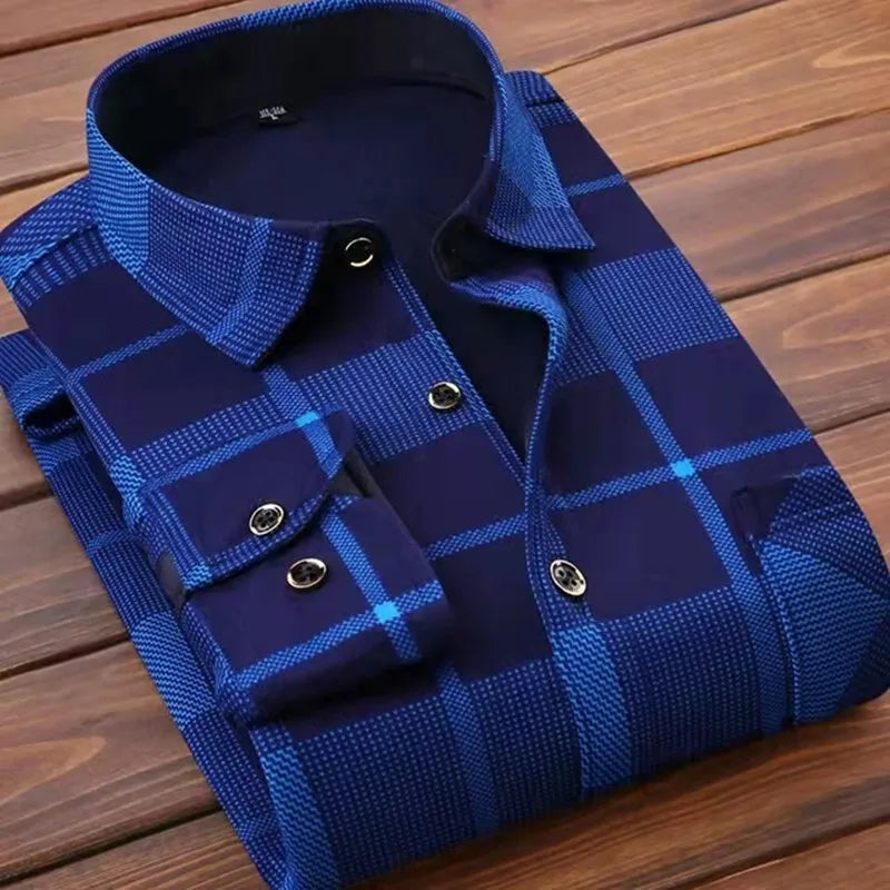 Men's slim fit striped long sleeve shirt by Jelieora Venture, featuring classic design and button-front closure.