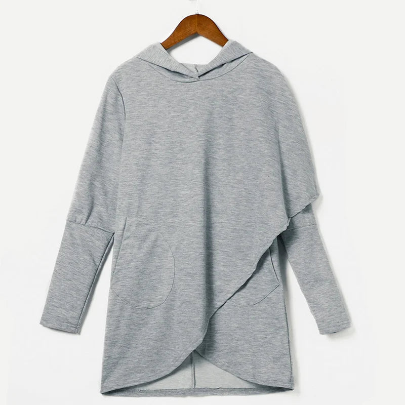 Women's asymmetric zip hoodie sweatshirt by Jelieora Venture, featuring a stylish design and comfortable fit.