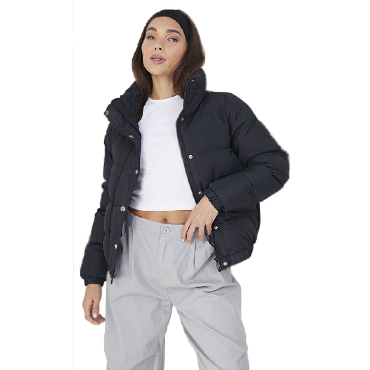 Ladies Brave Soul Slaypeach Puffer Jacket-1