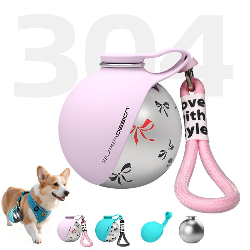 Black Pontus portable dog water bottle with built-in bowl for easy hydration on walks and outdoor adventures.