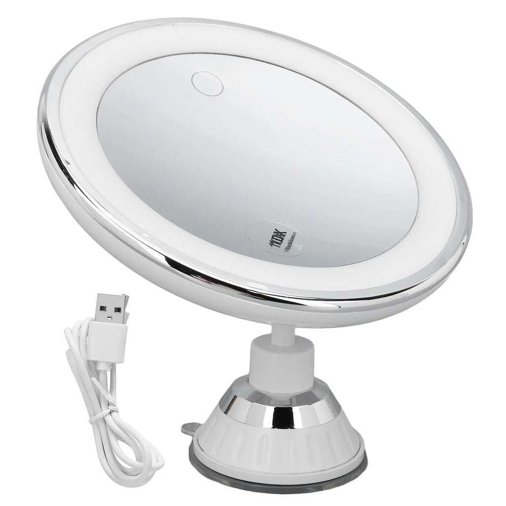 10x Magnifying Makeup Mirror with LED Lights & Suction Cup