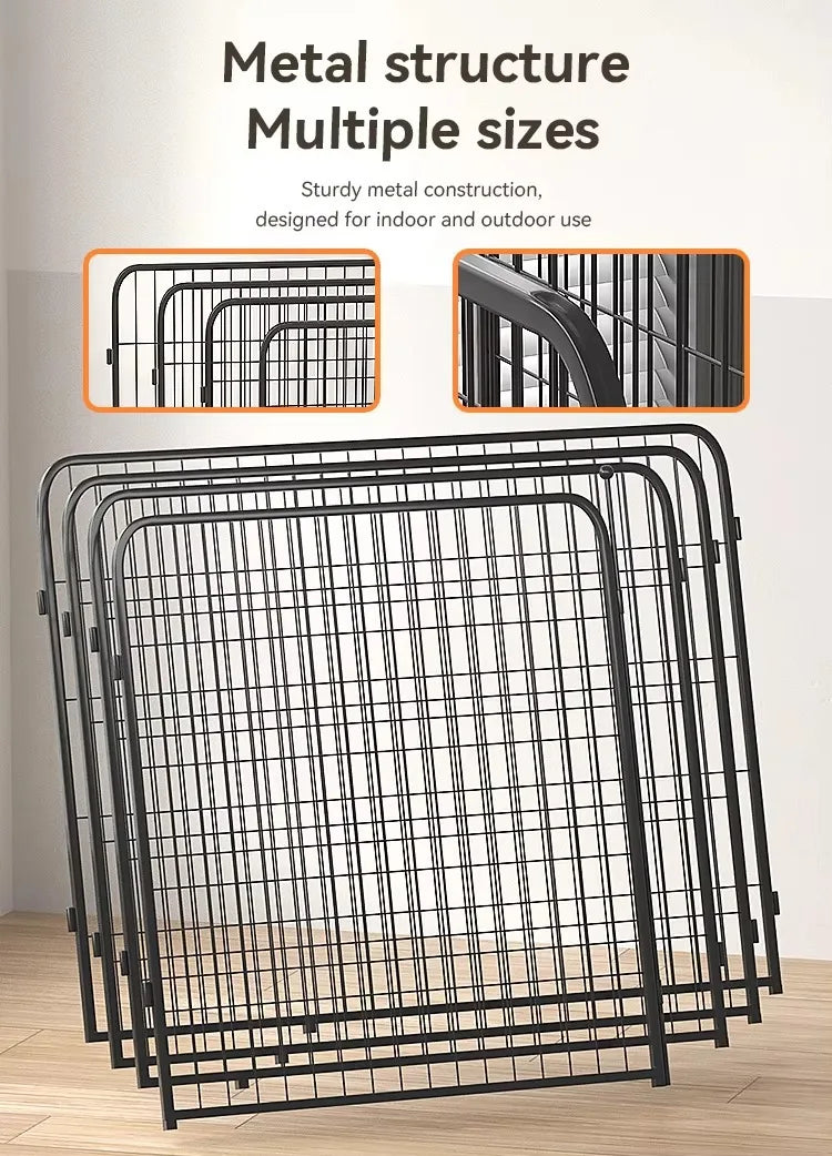 Heavy duty Jelieora Venture dog playpen with ground stakes, indoor outdoor pet fence for safety and containment of puppies and dogs.