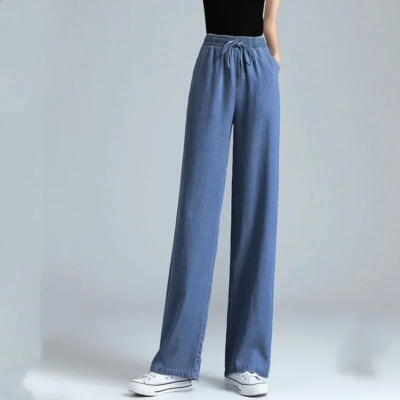 Women’s high waist wide leg jeans by Jelieora Venture, shown in a stylish fit with a high-rise waist and wide-leg cut.