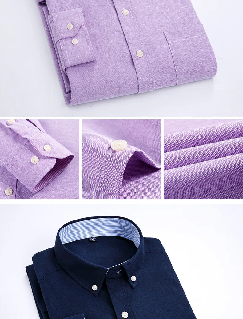 Men's slim fit Oxford shirt by Jelieora Venture, featuring a classic collar, button-down front, and tailored fit in light blue fabric.