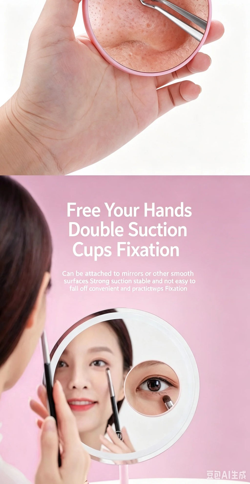 Set of 3 Portable Suction Cup Magnifying Mirrors 5x 10x 15x HD Detail Makeup Mirror for Makeup Pore And Blackhead Removal