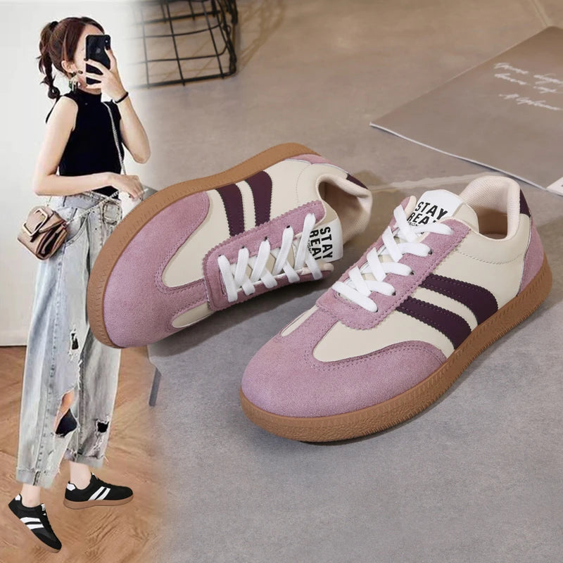 Women's Contrast Colour Casual Sport Sneakers | Lightweight Non-Slip Trainers