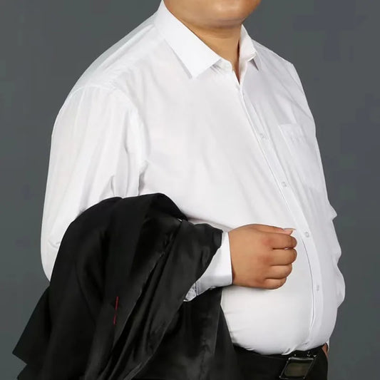 Plus size men's dress shirt by Jelieora Venture, featuring a classic collar and button-front design, shown in the image.