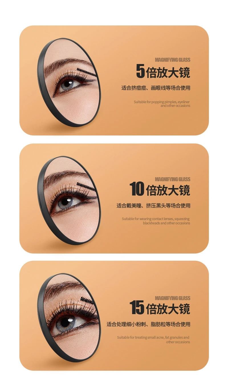 Set of 3 Portable Suction Cup Magnifying Mirrors 5x 10x 15x HD Detail Makeup Mirror for Makeup Pore And Blackhead Removal