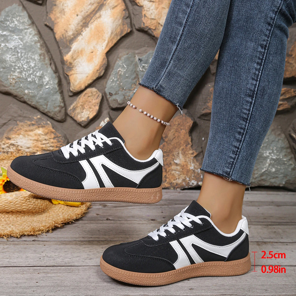 Women's Casual Lace-Up Sneakers | Round Toe Comfortable Walking Trainers