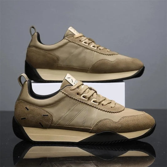 Men's chunky canvas sneakers by Jelieora Venture featuring thick soles and stylish design in neutral tones.