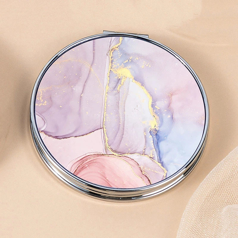 Vintage Stripe Compact Makeup Mirror | Portable Mini Bag Mirror