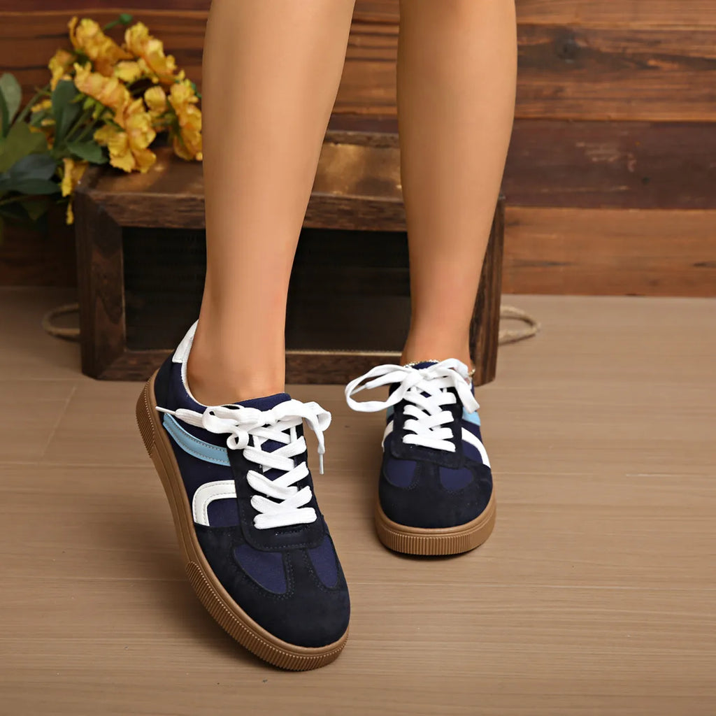 Women's Flat Casual Sports Sneakers | Lace-Up Rubber Sole