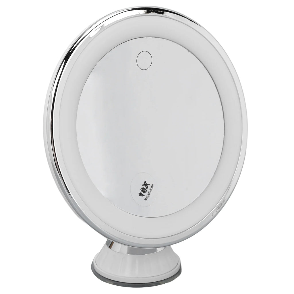 10x Magnifying Makeup Mirror with LED Lights & Suction Cup