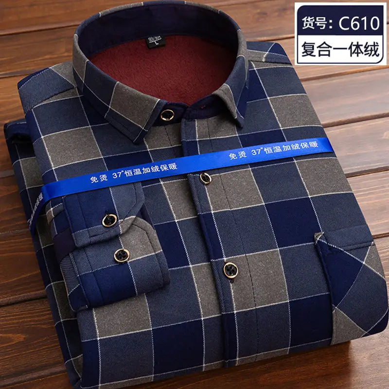 Men's fleece-lined plaid shirt jacket from Jelieora Venture, featuring a cozy, warm plaid pattern and casual top style.
