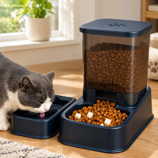 Automatic Jelieora Venture pet feeder with water bowl for cats and dogs, portion-controlled, battery-free pet accessories