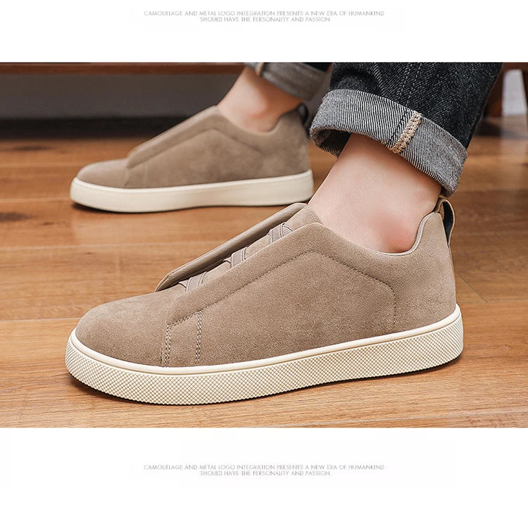 Men's suede leather casual shoes with thick soles from Jelieora Venture, featuring a stylish and comfortable footwear design.