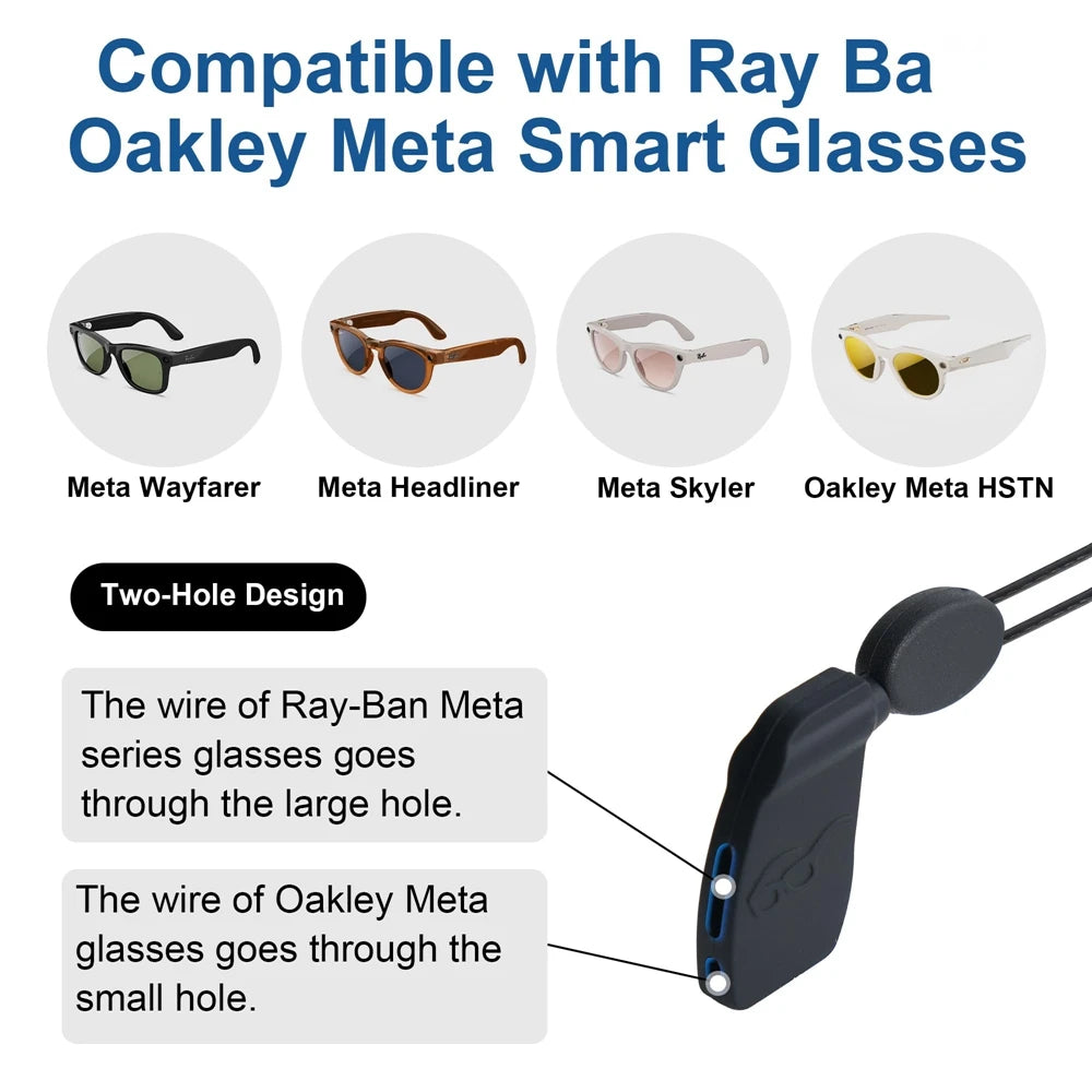 Glasses Fixing Lanyard for RayBan Meta Smart Glasses – Non-Slip Adjustable Anti-Drop Strap