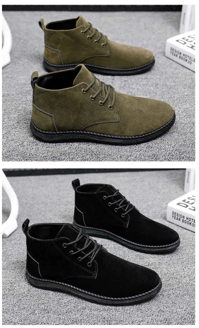 Men's High Top Faux Suede Lace-Up Casual Boots