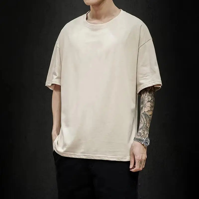 Men's solid basic hip hop cotton T-shirt in various colors by Jelieora Venture, shown in a classic fit design.