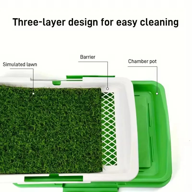 Jelieora Venture dog toilet with artificial grass and tray, reusable, splashproof pet potty pad for training and indoor use