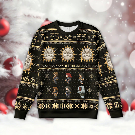 Pixel Gamer Crewneck Sweatshirt by Jelieora Venture featuring retro gaming print on soft, comfortable fabric.