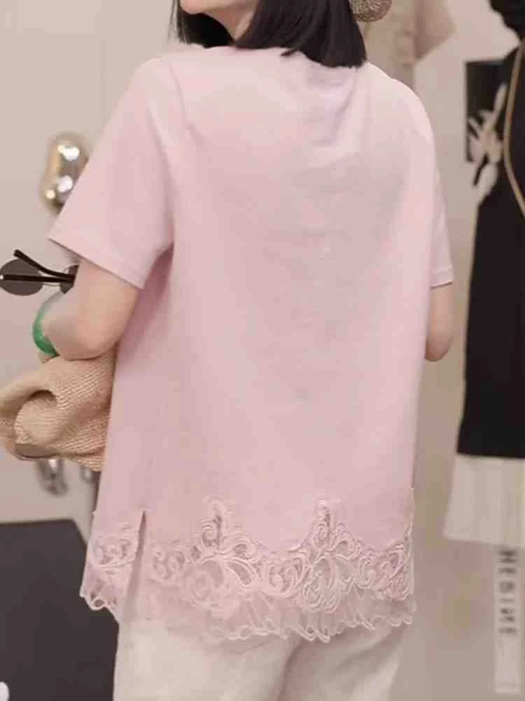 women's lace hollow short sleeve top
