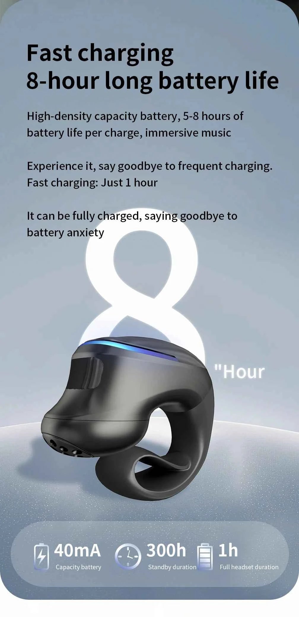 Wireless Bluetooth 5.3 Bone Conduction Clip Earphone | Single Ear Sport Headset