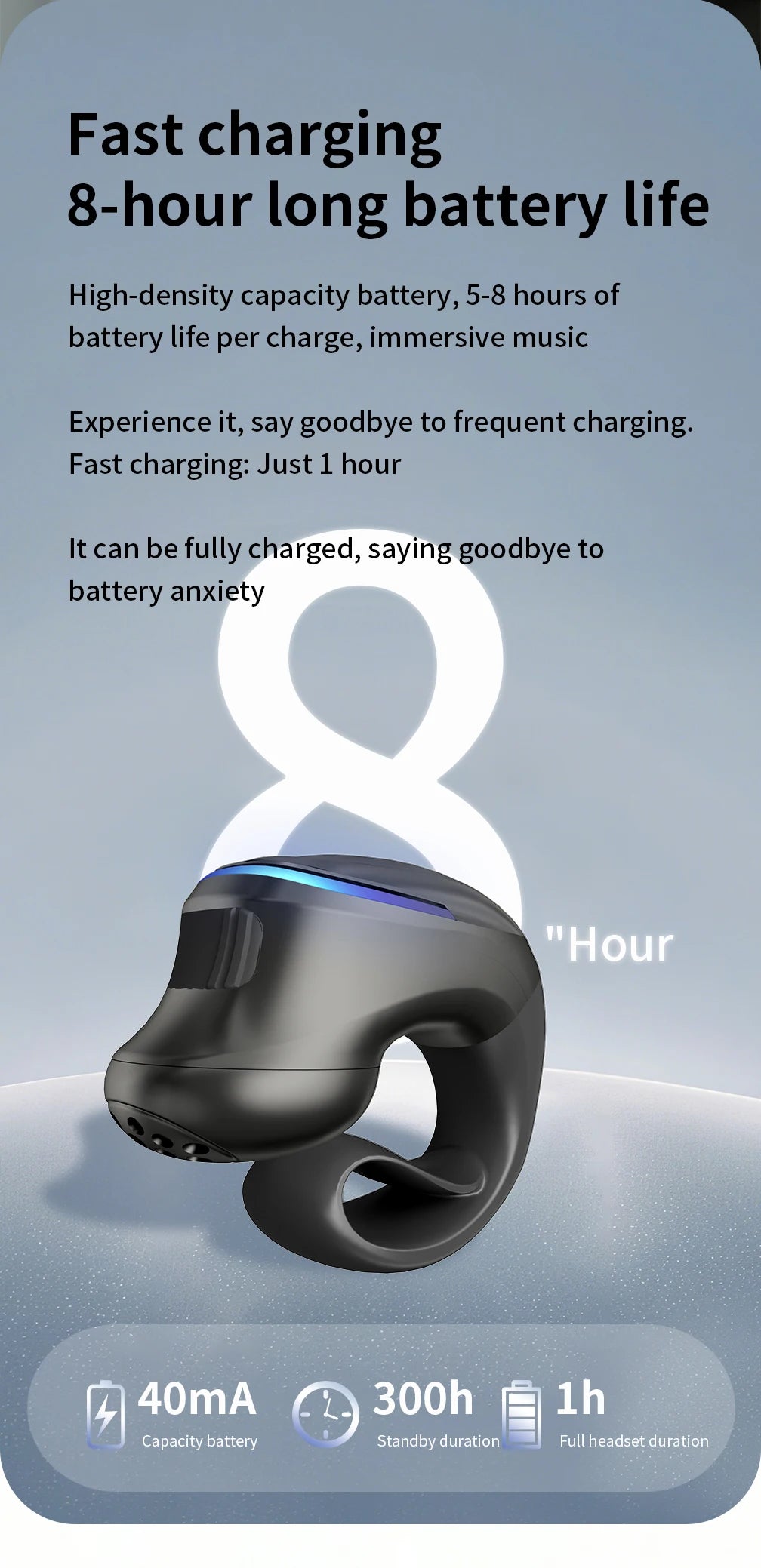 Wireless Bluetooth 5.3 Bone Conduction Clip Earphone | Single Ear Sport Headset