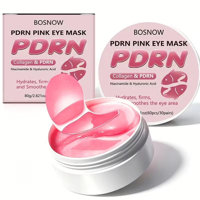 Jelieora Venture pink eye patches, 60-piece under-eye gel pads for deep hydration, cooling, and improved skin around the eyes.