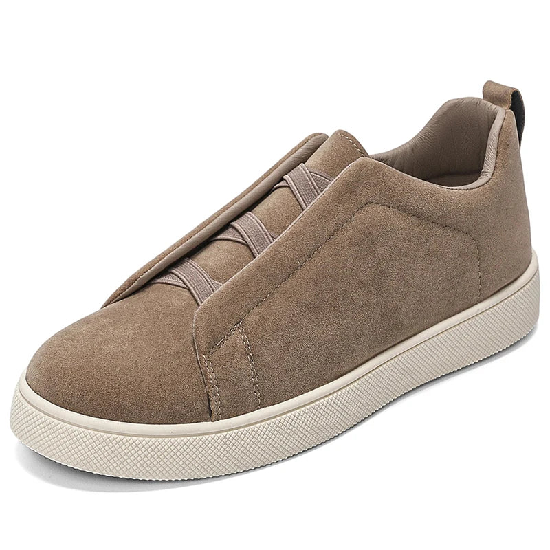 Men's casual suede leather shoes with thick soles by Jelieora Venture, featuring a stylish and comfortable footwear design.