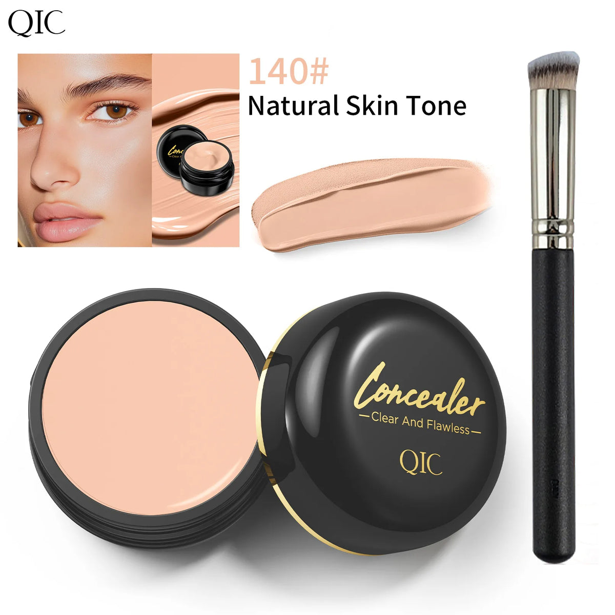 Jelieora Venture full coverage concealer and contour cream in a sleek makeup container, designed for flawless face coverage.