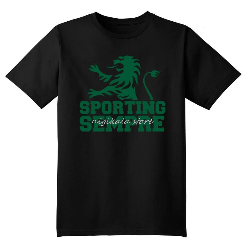 Sporting Lisbon fan T-shirt by Jelieora Venture, featuring team logo and vibrant design, ideal for supporters and sports fans.
