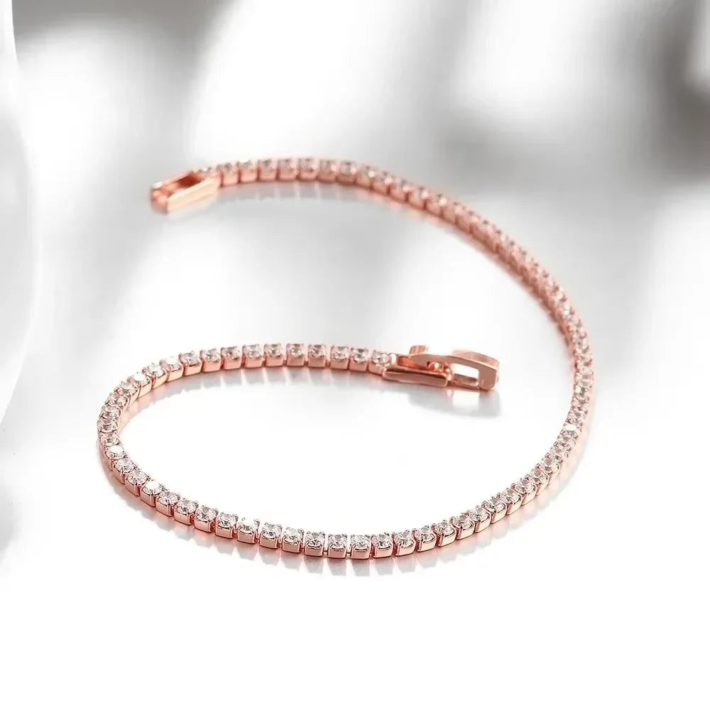 Sterling silver tennis bracelet with zirconia stones, adjustable 16-19cm, elegant jewelry gift by Jelieora Venture