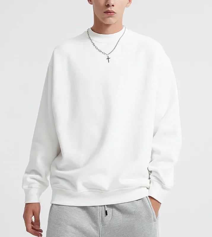 Men's heavyweight pullover hoodie by Jelieora Venture, 500GSM thick cotton tops with a cozy, casual fit in a front view.