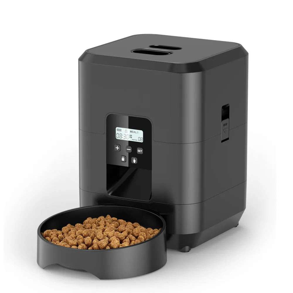 Jelieora Venture automatic pet feeder for cats and dogs, featuring a slow food dispenser with timed, quantitative food dispensing.