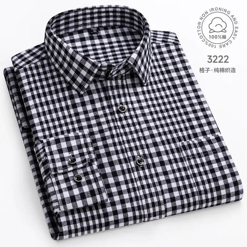 Men's cotton flannel plaid shirt by Jelieora Venture in extended sizes up to 11XL, showing the classic checkered pattern and button front