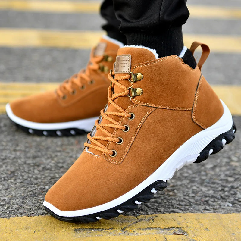 Men's High Top Faux Suede Lace-Up Casual Boots