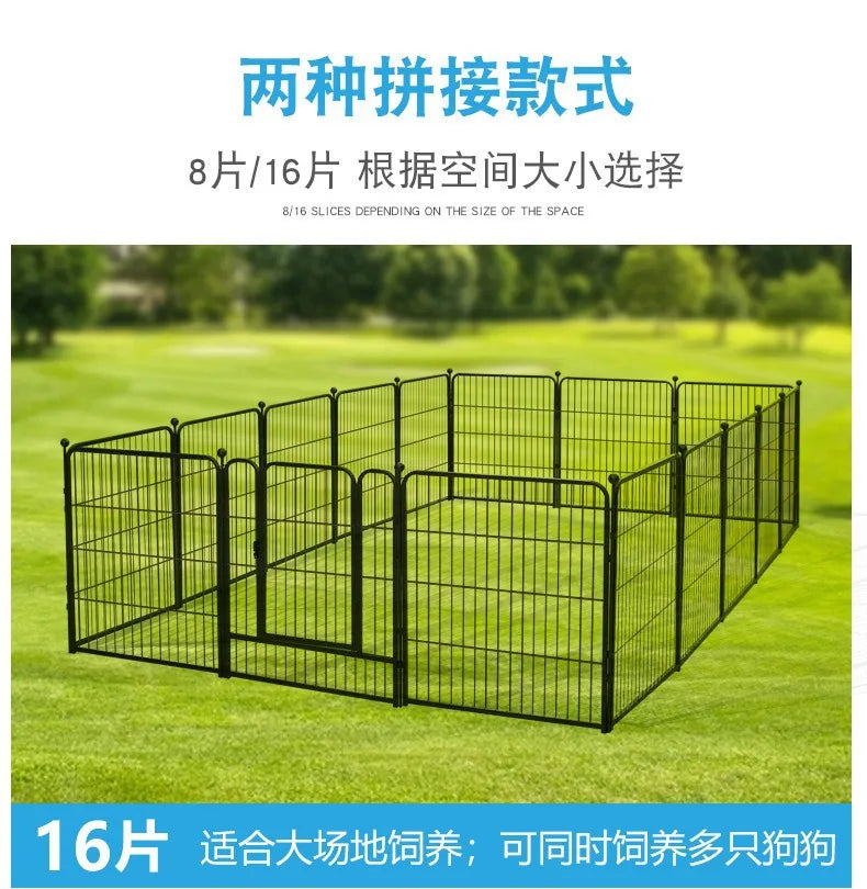 Heavy duty Jelieora Venture dog playpen with ground stakes, indoor outdoor pet fence, safety barrier for puppies and dogs.