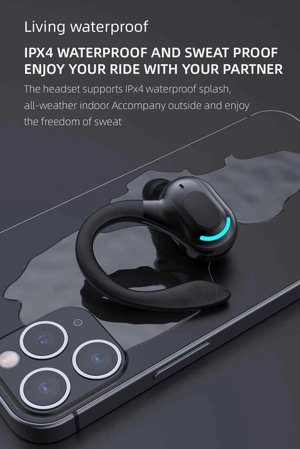 Bluetooth 5.2 Single Ear Wireless Earphone with Mic – Waterproof Mini Ear Hook (1 Earbud)