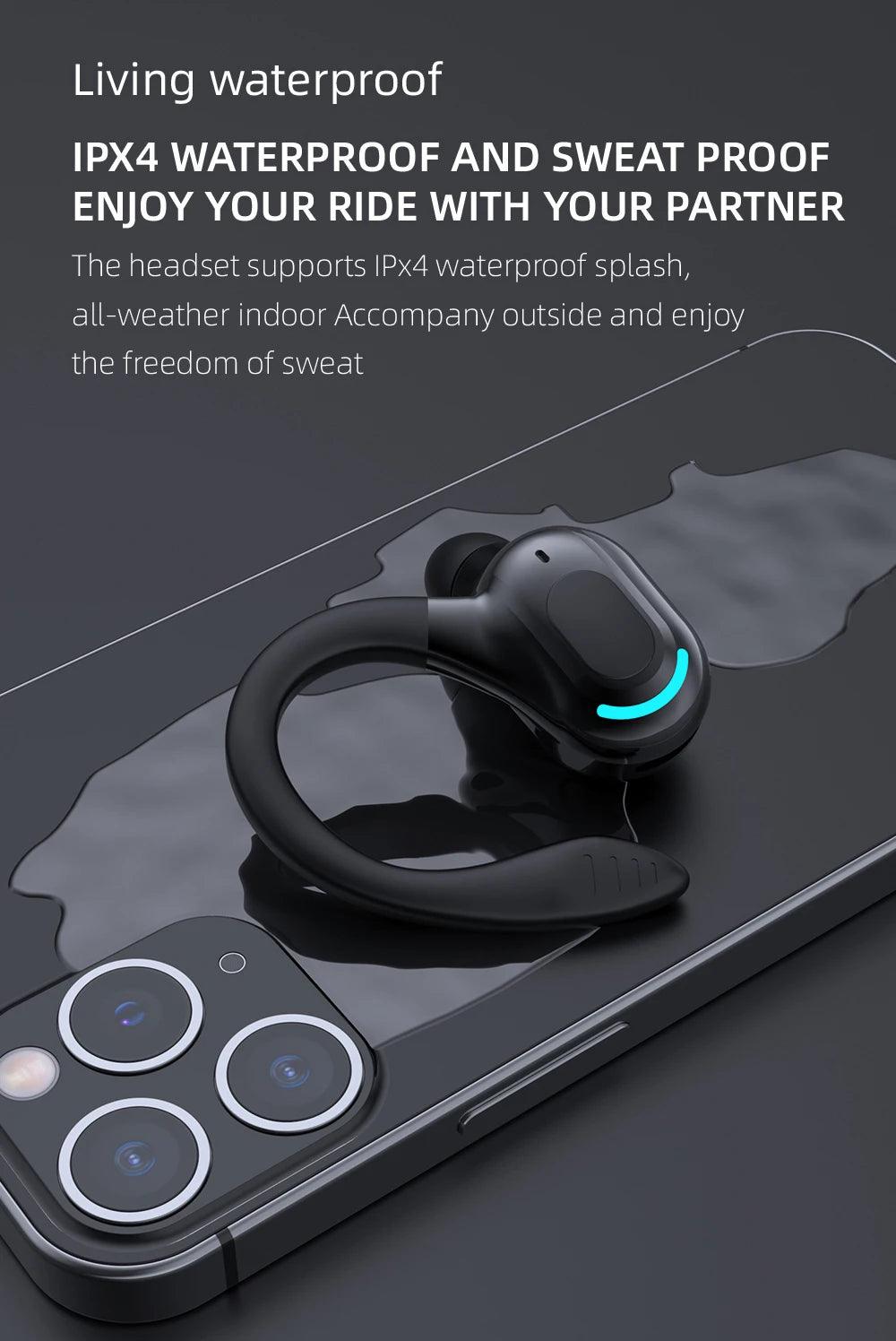 Bluetooth 5.2 Single Ear Wireless Earphone with Mic – Waterproof Mini Ear Hook (1 Earbud)