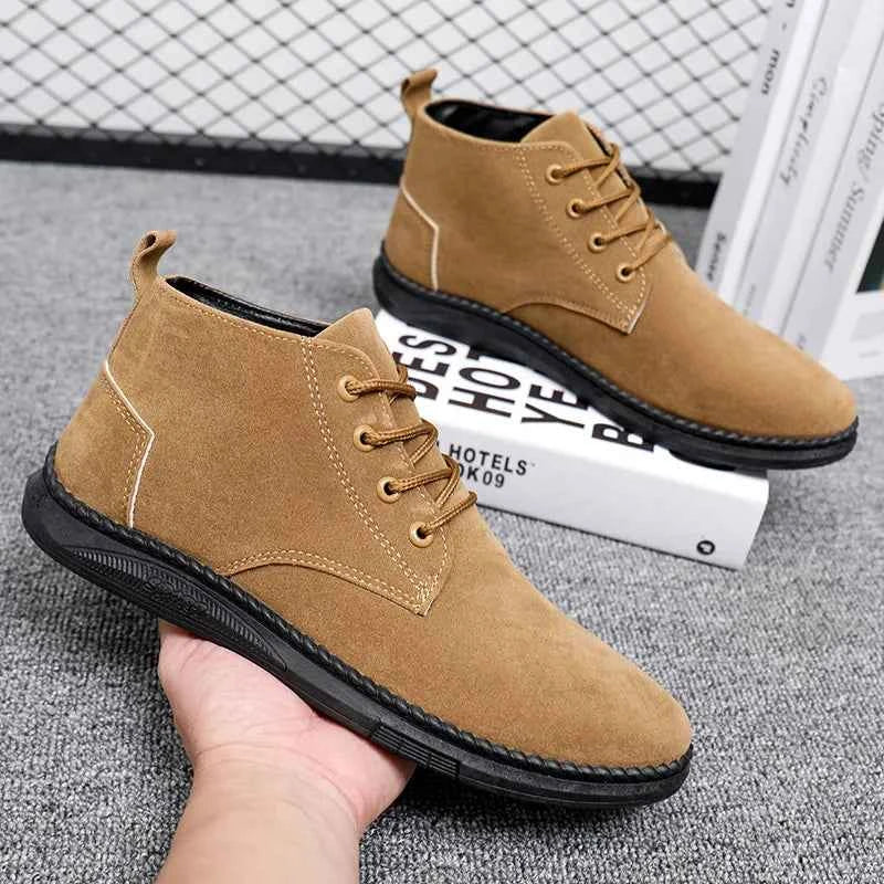 Men's High Top Faux Suede Lace-Up Casual Boots