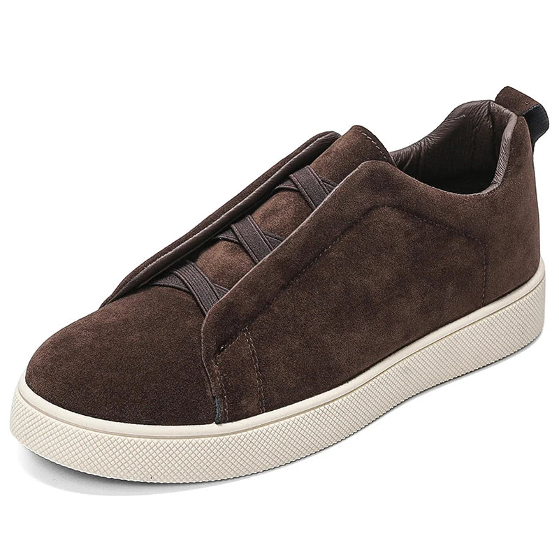 Men's suede leather casual shoes with thick soles by Jelieora Venture, featuring a stylish design and comfortable fit.