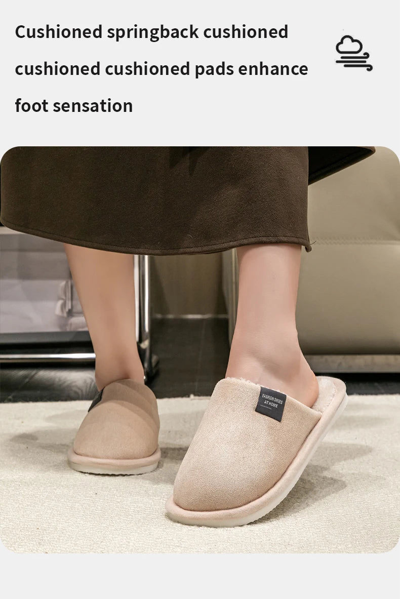 Men's warm house slippers by Jelieora Venture featuring soft plush material and slip-on design for cozy indoor comfort.