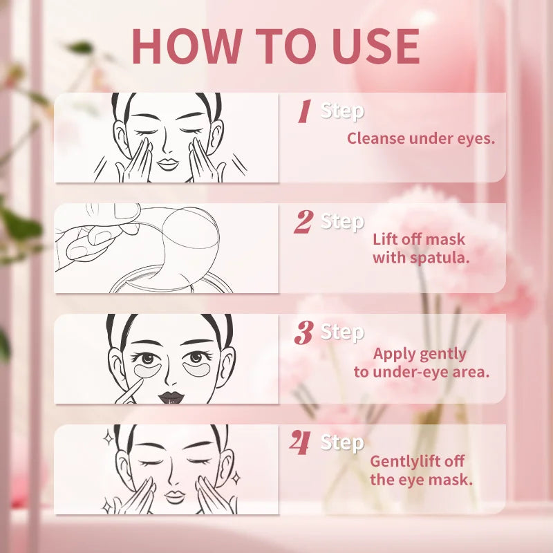 Jelieora Venture PDRN pink under-eye mask with collagen, slip-resistant eye patches for dark circles and puffiness, youthful skin.