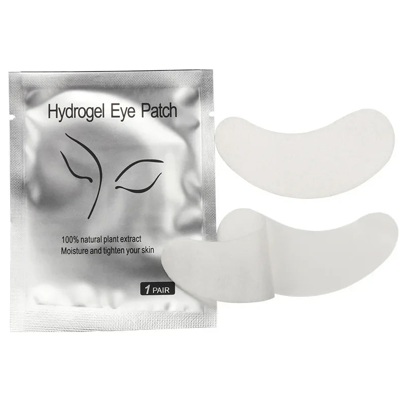 Set of 50 Jelieora Venture eyelash under eye patches, hydrogel eye pad stickers for isolation and removal during eyelash extension makeup.