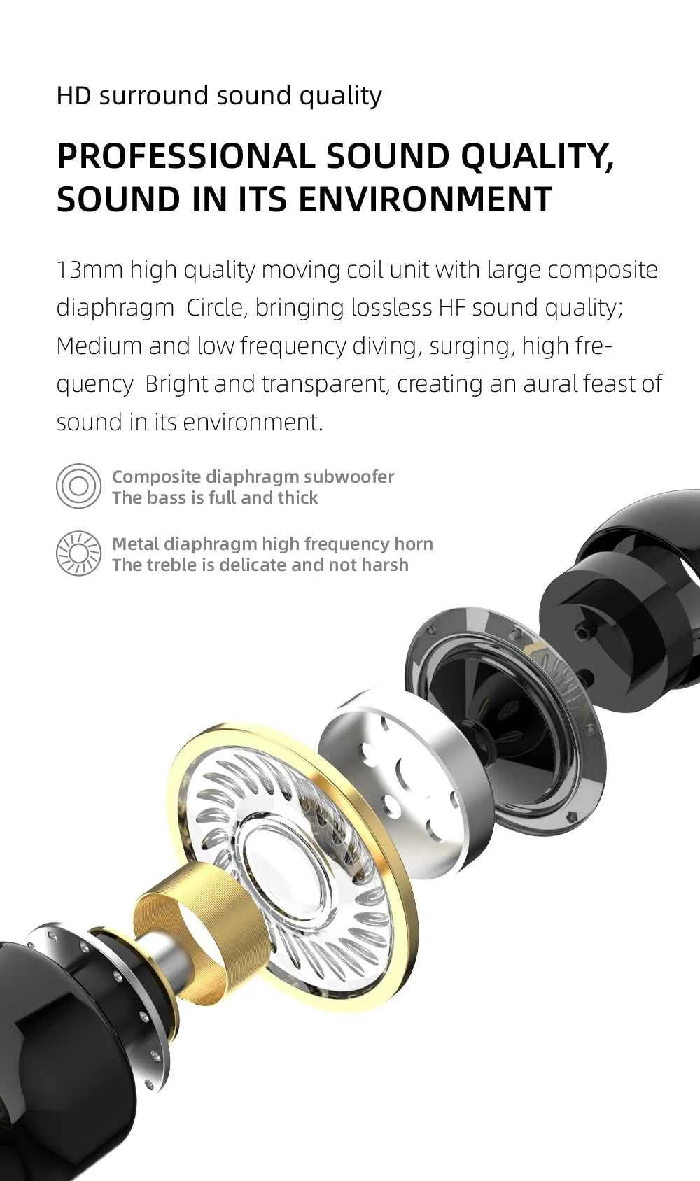 Bluetooth 5.2 Single Ear Wireless Earphone with Mic – Waterproof Mini Ear Hook (1 Earbud)