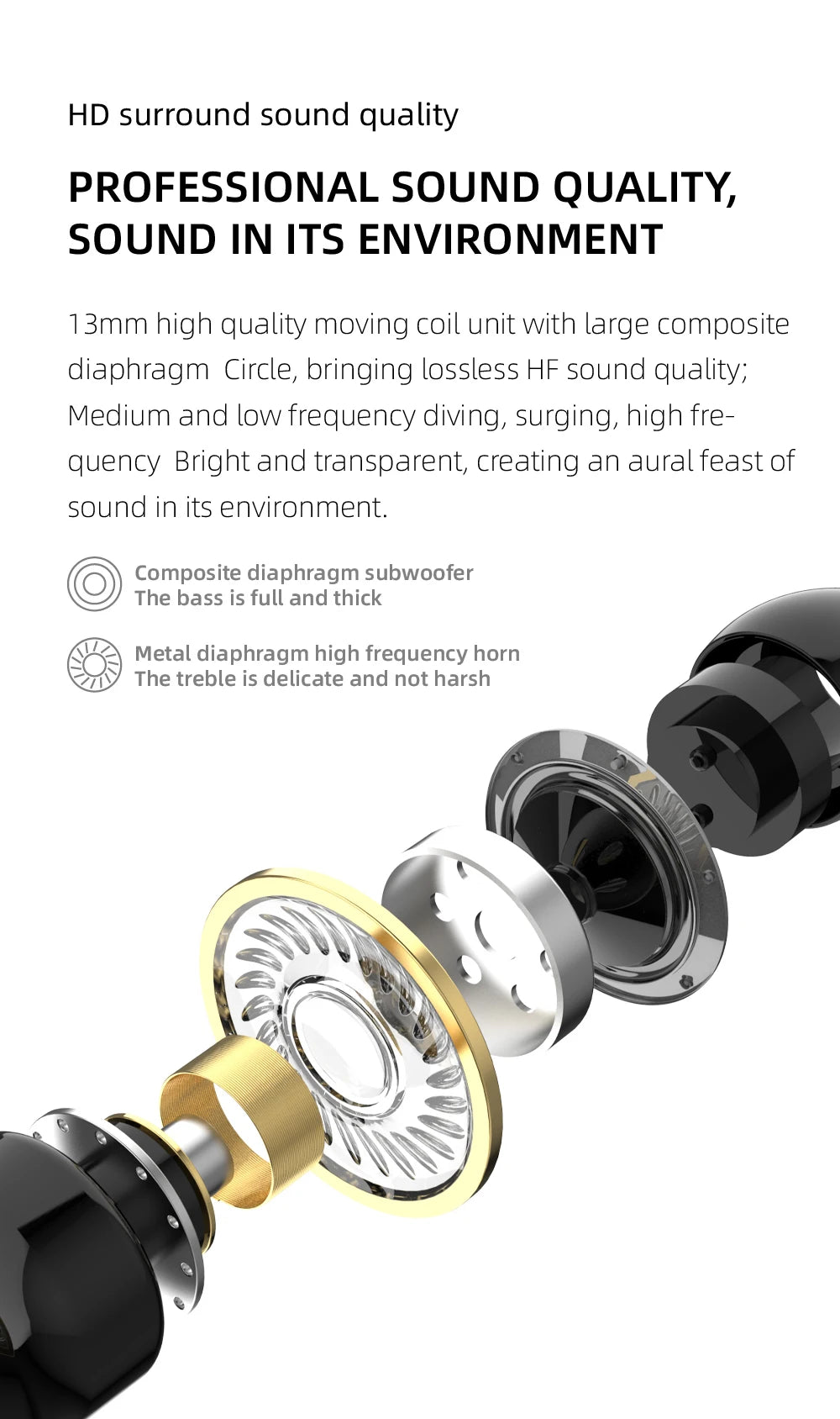 Bluetooth 5.2 Single Ear Wireless Earphone with Mic – Waterproof Mini Ear Hook (1 Earbud)