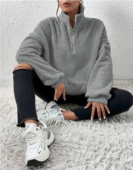 Women's velvet turtleneck pullover sweatshirt by Jelieora Venture, soft fabric with a cozy turtleneck and relaxed fit.