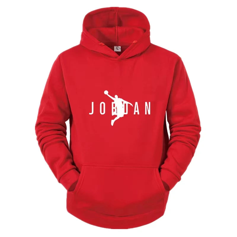Men's slim fit sports hoodie by Jelieora Venture, in black with a front kangaroo pocket and drawstring hood.